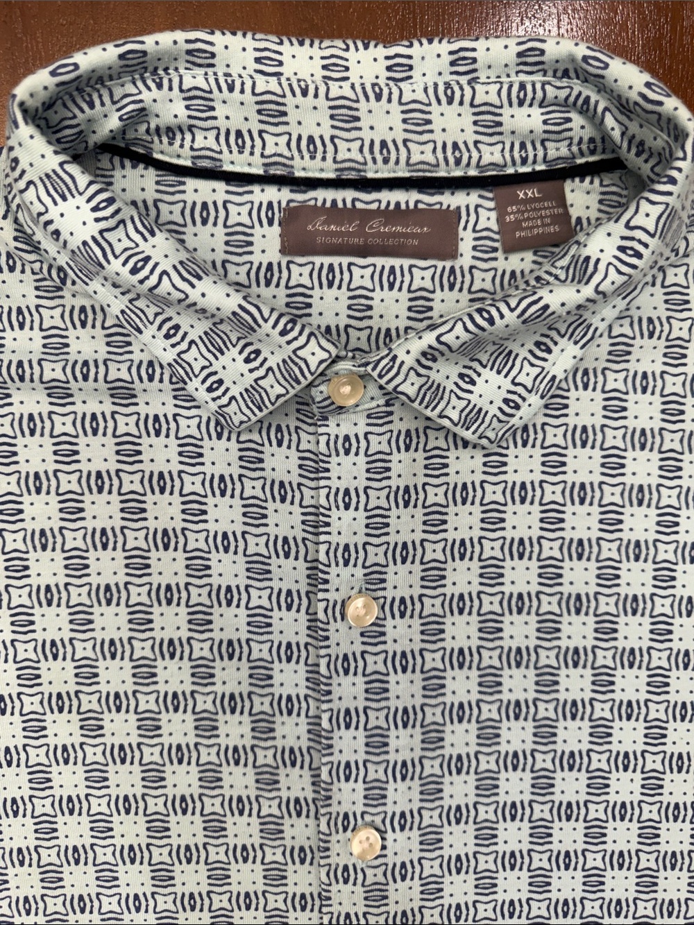 Daniel Cremieux White and Navy Geometric Button-Down Shirt